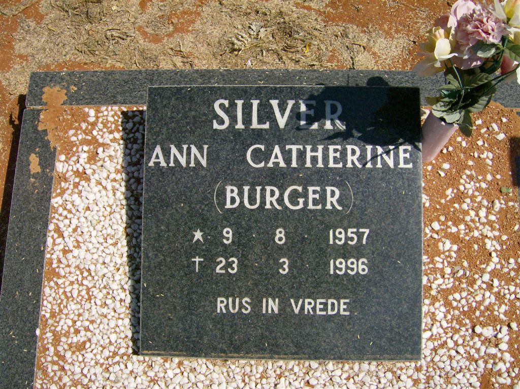 BURGER Ann Catherine nee SILVER 1957-1996