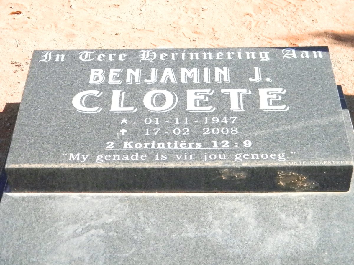 CLOETE Benjamin J. 1947-2008