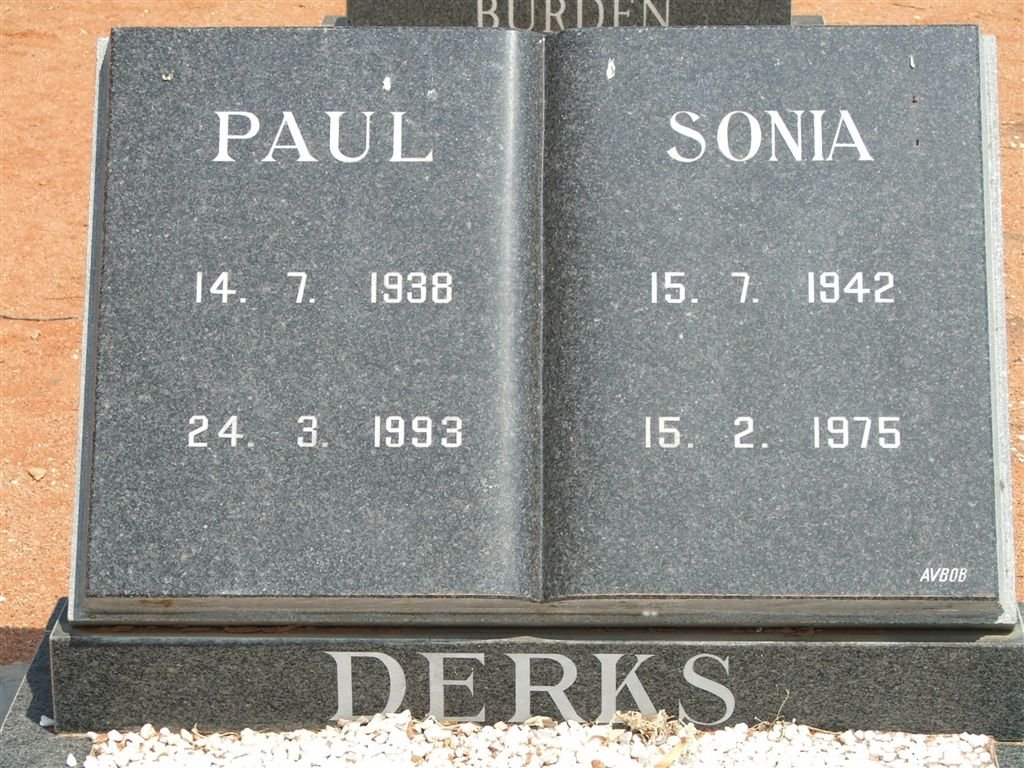 DERKS Paul 1938-1993 &amp; Sonia 1942-1975
