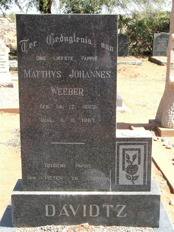 DAVIDTZ Matthys Johannes Weeber 1880-1967
