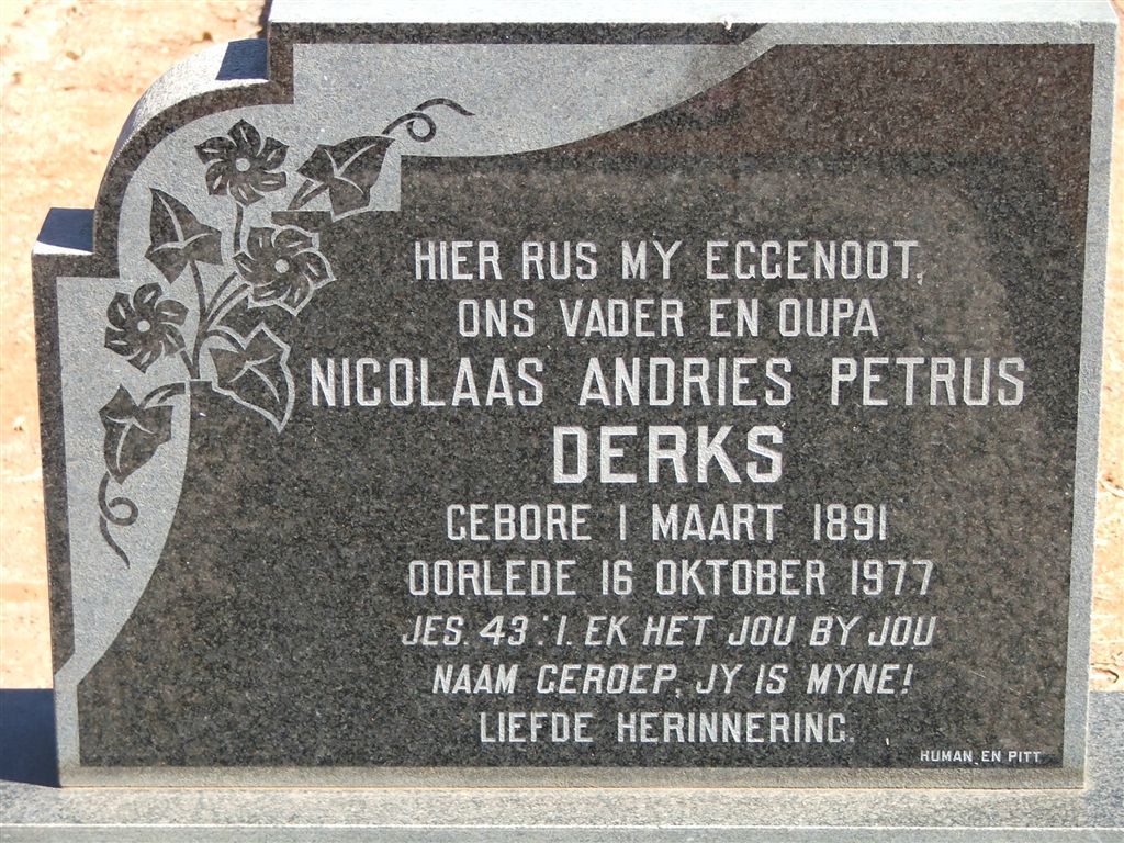DERKS Nicolaas Andries Petrus 1891-1977