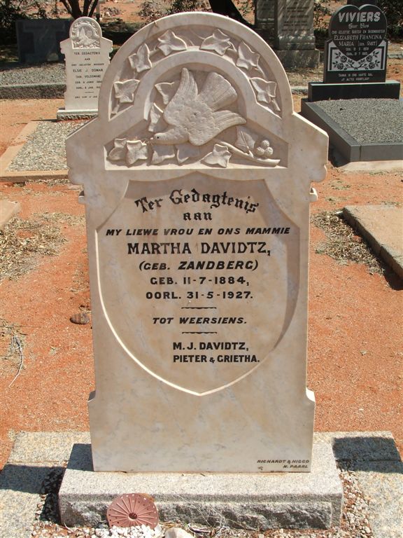 DAVIDTZ Martha nee ZANDBERG 1884-1927