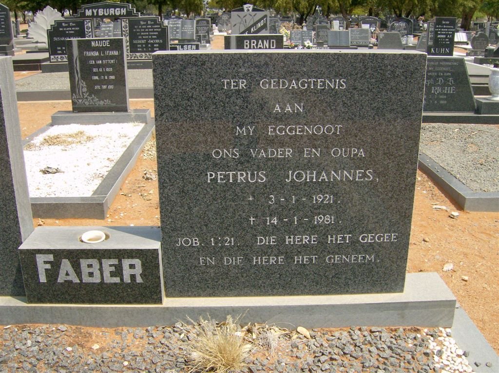 FABER Petrus Johannes 1921-1981