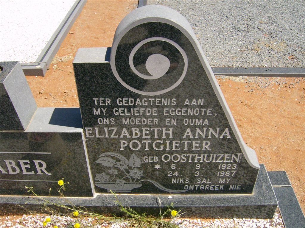 FABER Elizabeth Anna Potgieter nee OOSTHUIZEN 1923-1987