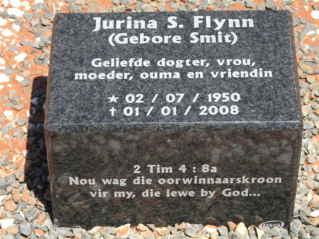 FLYNN Jurina S. nee SMIT 1950-2008
