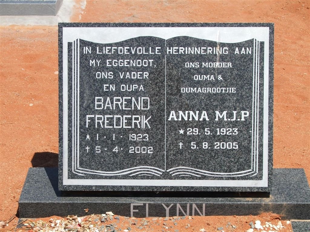 FLYNN Barend Frederik 1923-2002 &amp; Anna M.J.P. 1923-2005