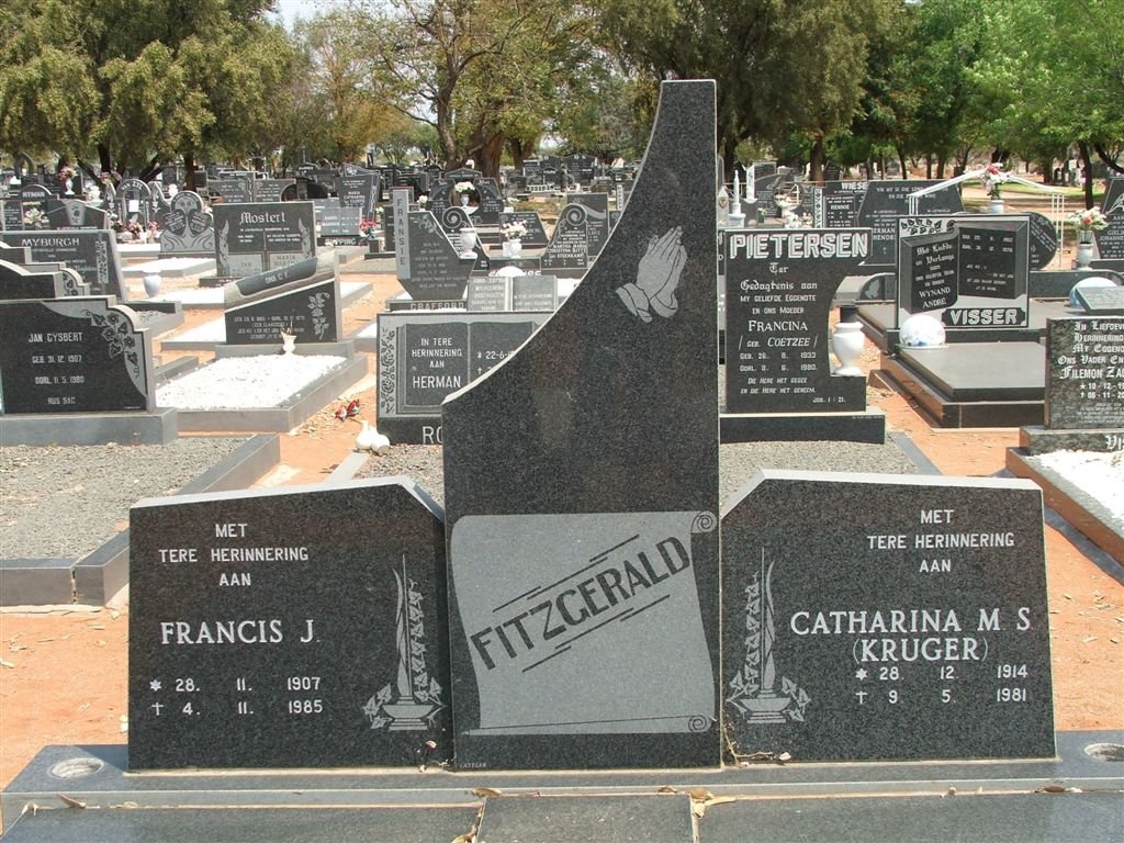 FITZGERALD Francis J. 1907-1985 &amp; Catharina M.S. KRUGER 1914-1981