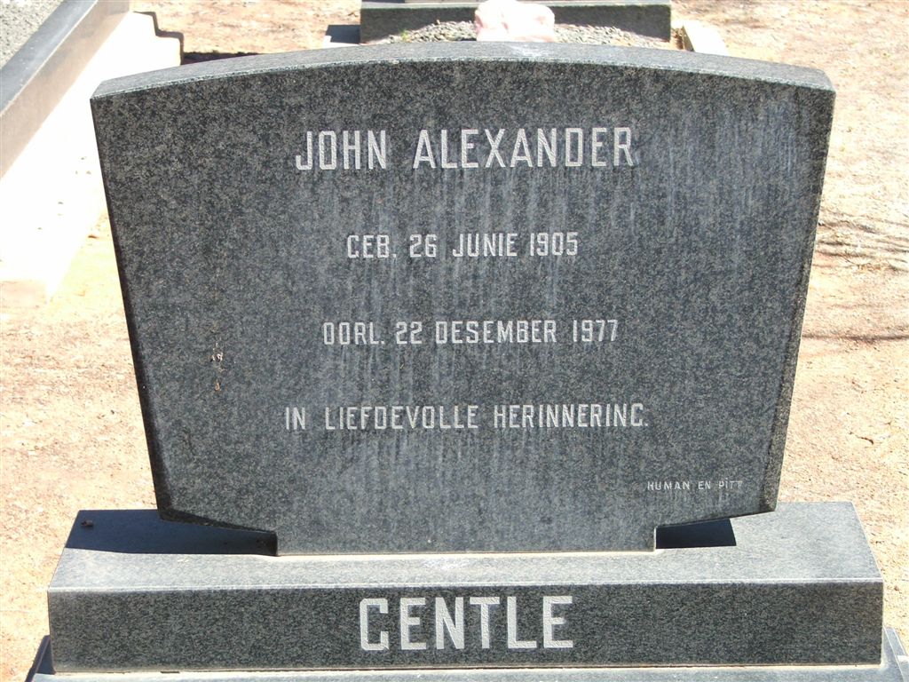 GENTLE John Alexander 1905-1977