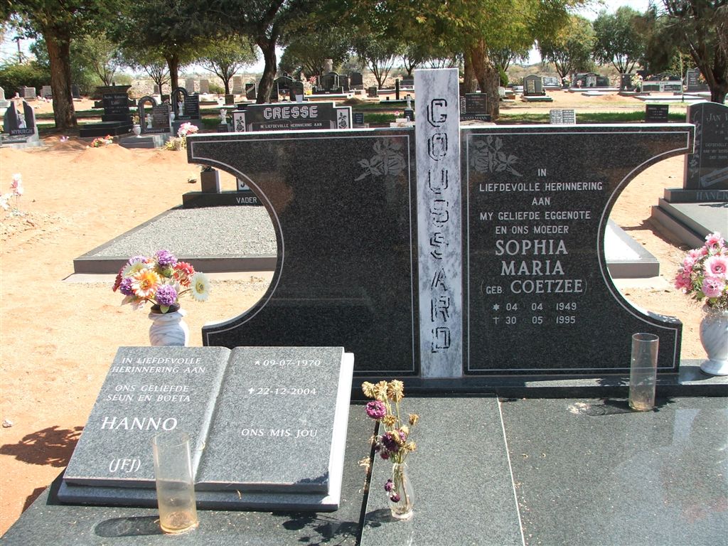 GOUSSARD Sophia Maria nee COETZEE 1949-1995 :: GOUSSARD Hanno 1970-2004