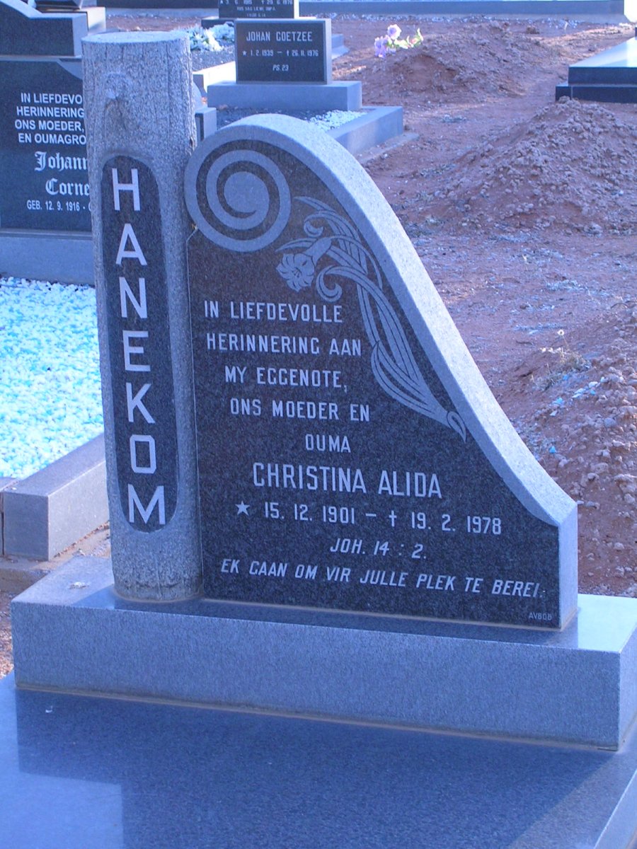 HANEKOM Christina Alida nee VAN ROOYEN 1901-1978