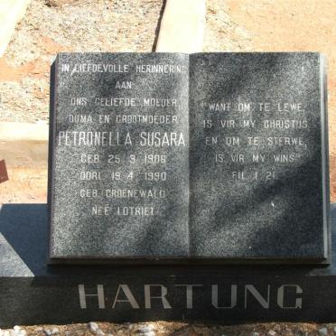 HARTUNG Petronella Susara formerly LOTRIET nee GROENEWALD 1906-1990