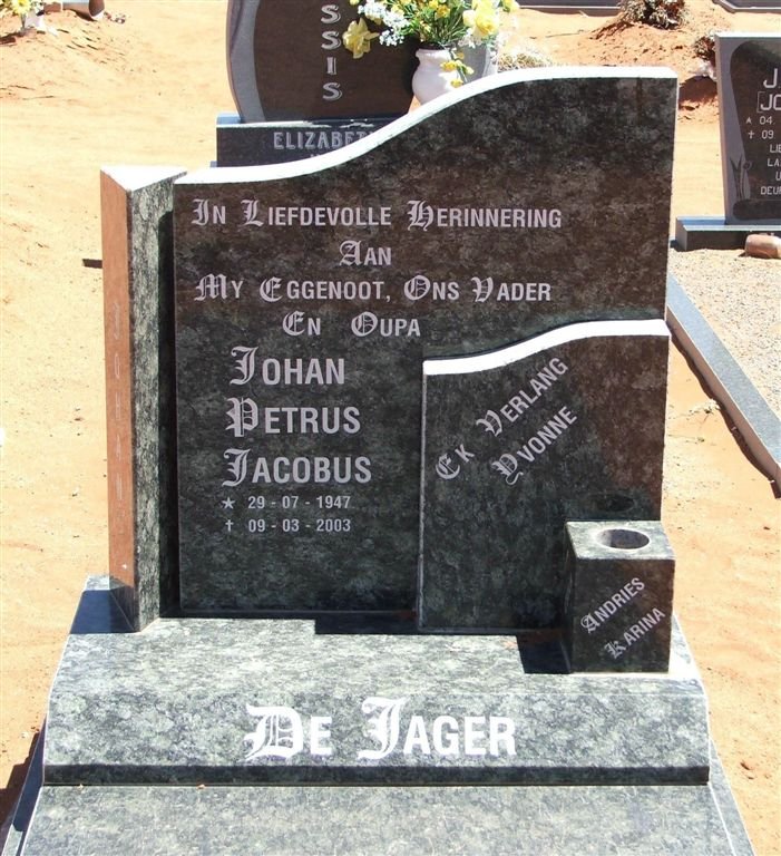 JAGER Johan Petrus Jacobus, de 1947-2003