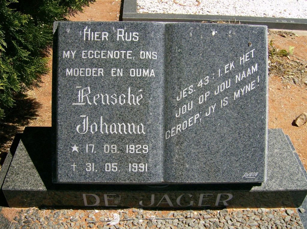 JAGER Rensché Johanna, de 1929-1991