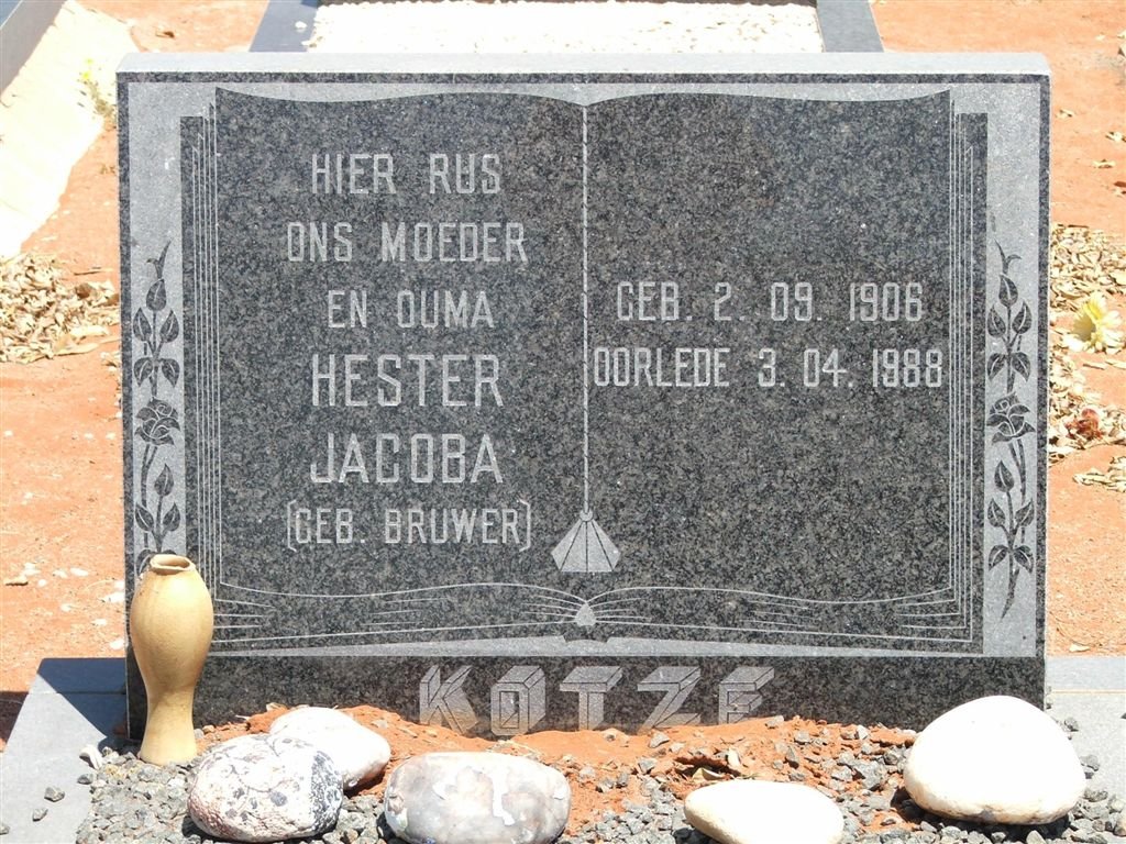 KOTZE Hester Jacoba nee BRUWER 1906-1988