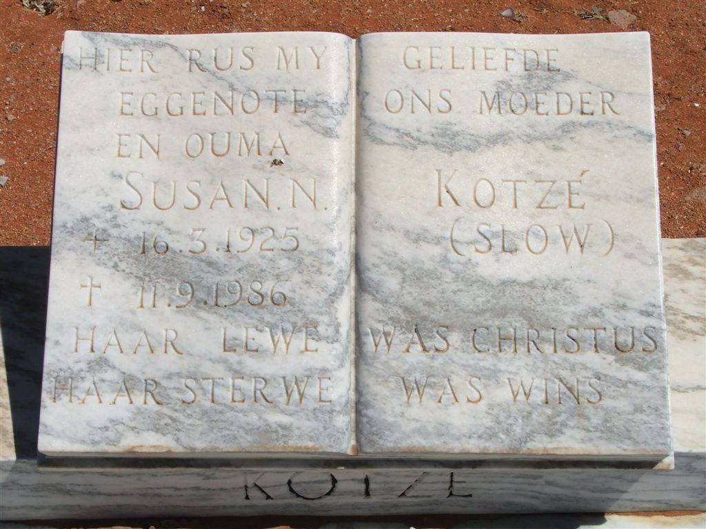 KOTZÉ Susan N. nee SLOW 1925-1986