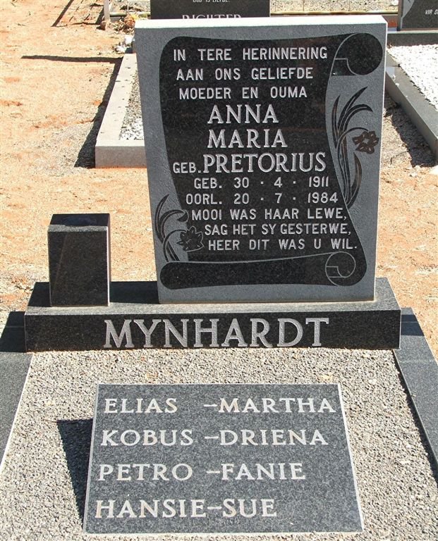 MYNHARDT Anna Maria nee PRETORIUS 1911-1984