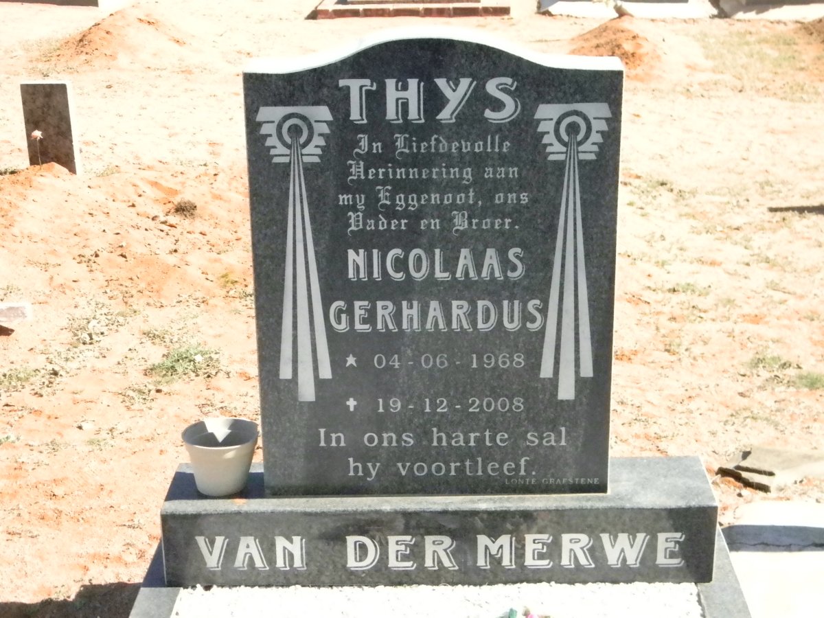 MERWE Nicolaas Gerhardus, van der 1968-2008