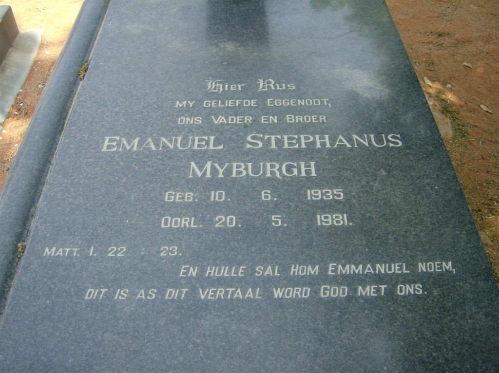 MYBURGH Emanuel Stephanus 1935-1981