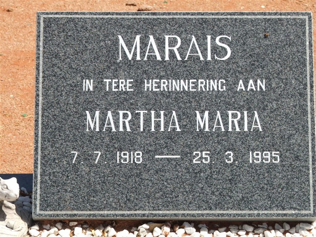 MARAIS Martha Maria 1918-1995