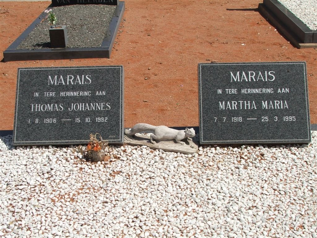 MARAIS Thomas Johannes 1906-1992 &amp; Martha Maria 1918-1995