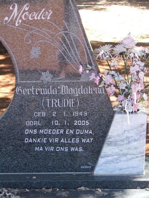 MERWE Gertruida Magdalena, van der 1943-2005