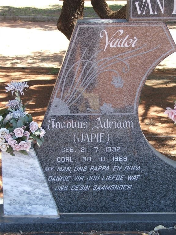 MERWE Jacobus Adriaan, van der 1932-1989