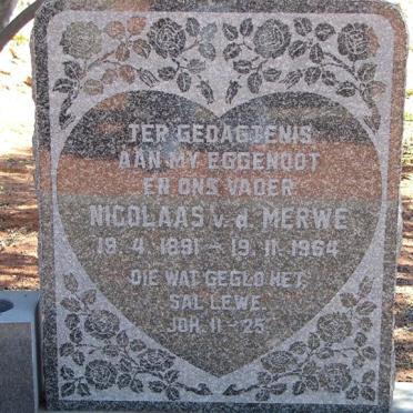 MERWE Nicolaas, v.d. 1891-1964