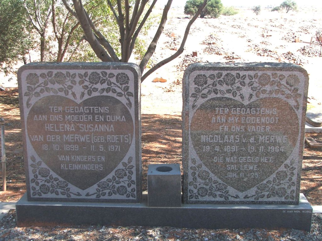 MERWE Nicolaas, v.d. 1891-1964 &amp; Helena Susanna ROETS 1899-1971
