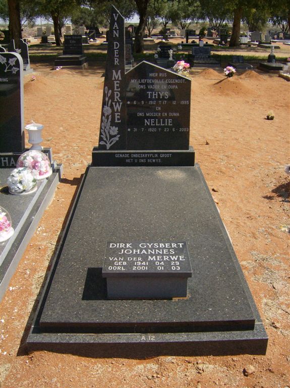 MERWE Thys, van der 1912-1995 &amp; Nellie 1920-2003 :: MERWE Dirk Gysbert Johannes, van der 1941-2001