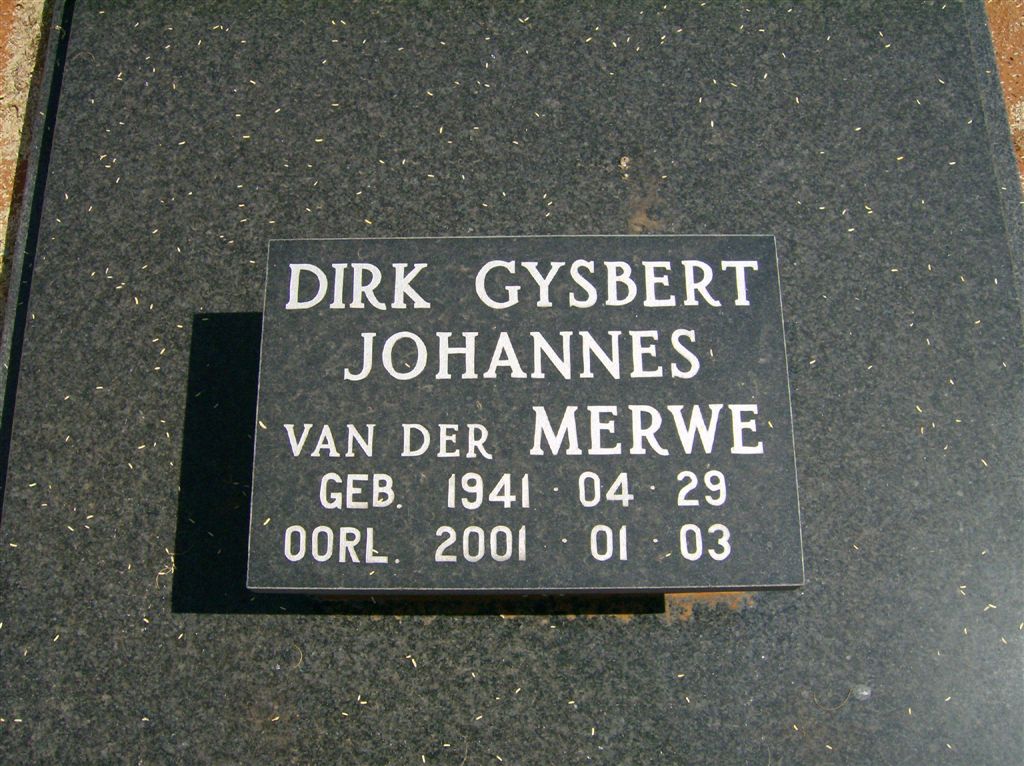 MERWE Dirk Gysbert Johannes, van der 1941-2001