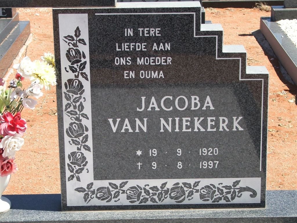 MYBURGH Andries Jacoba nee VAN NIEKERK 1920-1997
