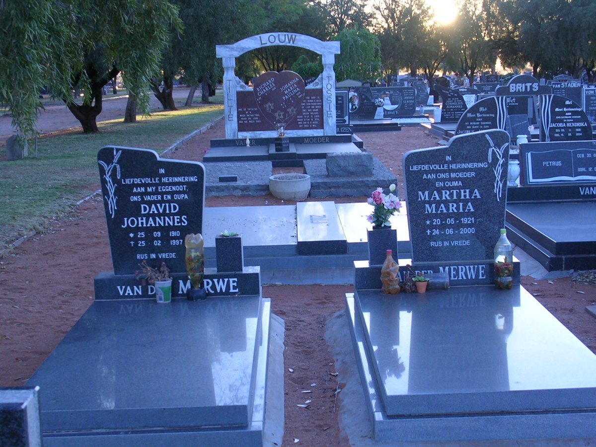 MERWE David Johannes, van der 1910-1997 &amp; Martha Maria 1921-2000