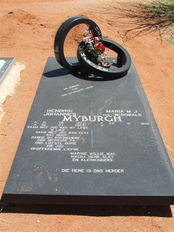 MYBURGH Hendrik Johannes 1927-2003 &amp; Maria M.J. MCDONALD 1940-
