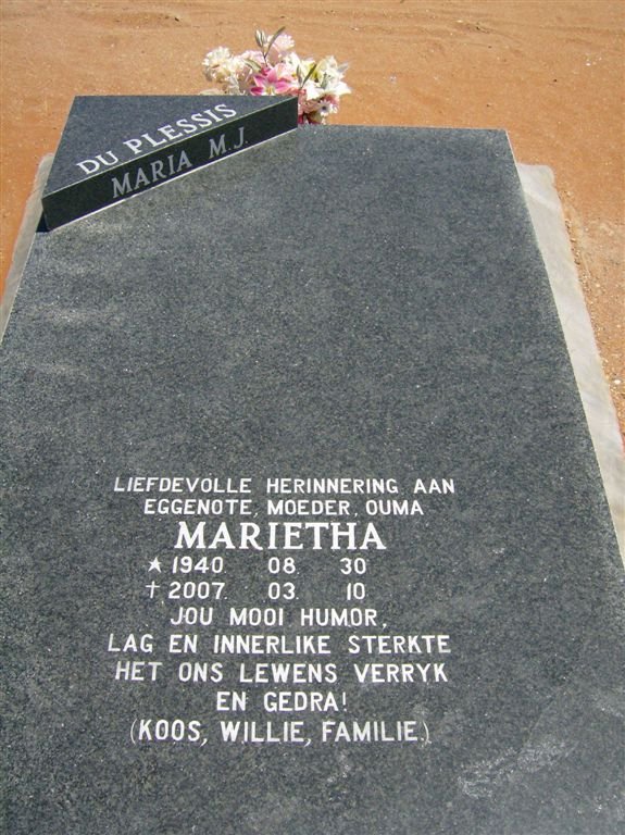 PLESSIS Maria M.J., du 1940-2007