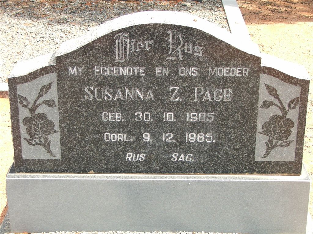 PAGE Susanna Z. 1905-1965