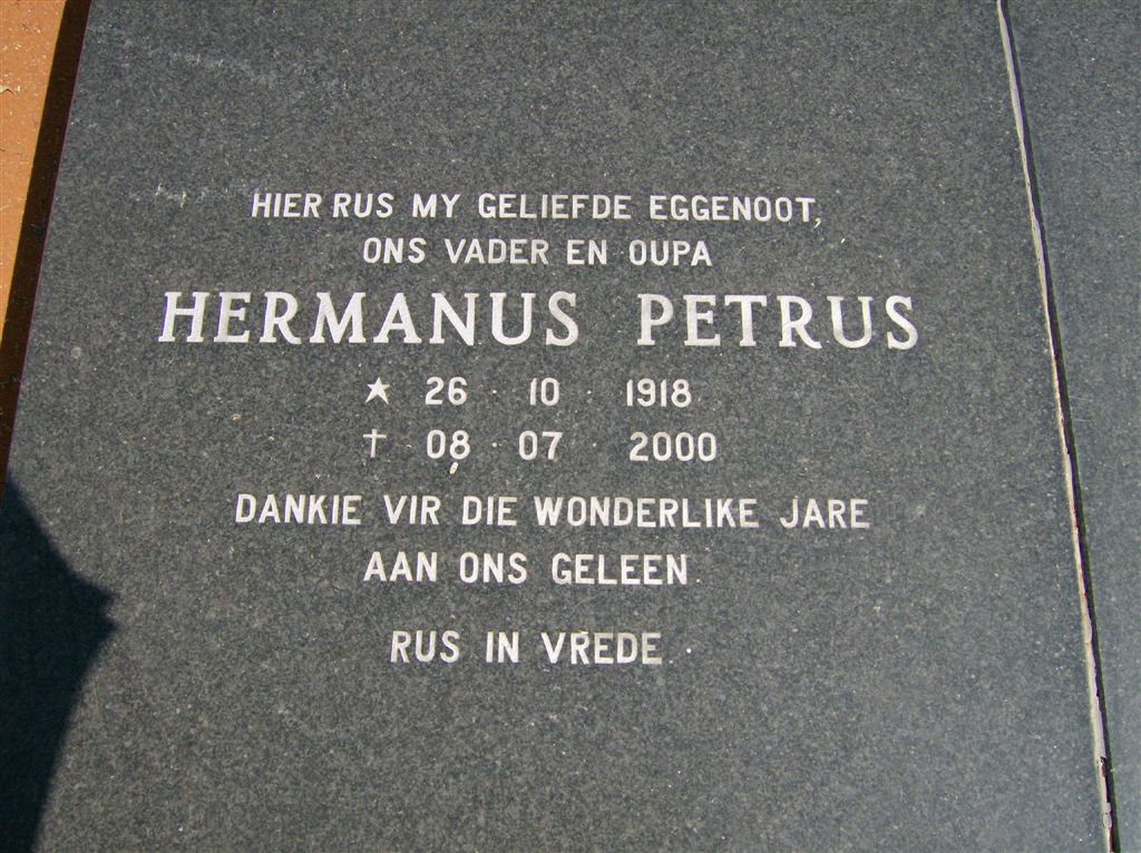 RADEMEYER Hermanus Petrus 1918-2000