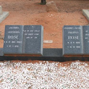 ROSE Johannes Jacobus Philippus 1895-1983 &amp; Jacomina Gertruida RUST 1903-1970