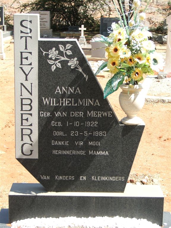 STEYNBERG Anna Wilhelmina nee VAN DER MERWE 1922-1983