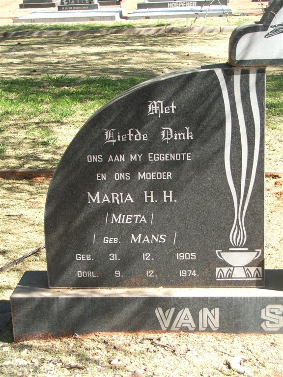 SCHALKWYK Maria H.H., van nee MANS 1905-1974