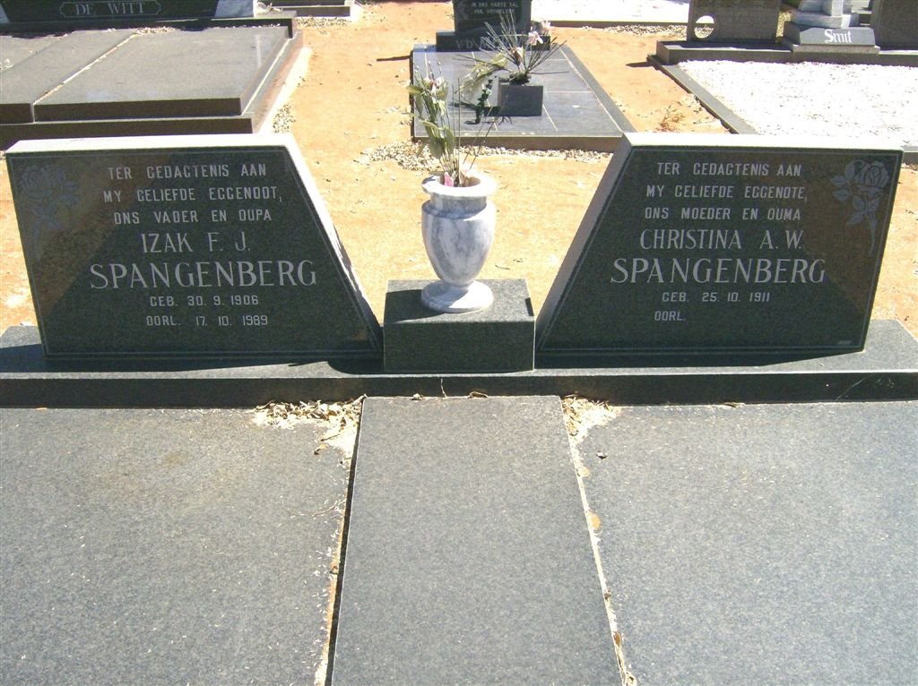 SPANGENBERG Izak F.J. 1906-1989 &amp; Christina A.W. 1911-