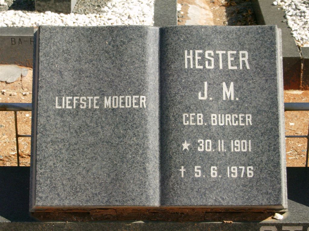 STOMAN Hester J.M. nee BURGER 1901-1976