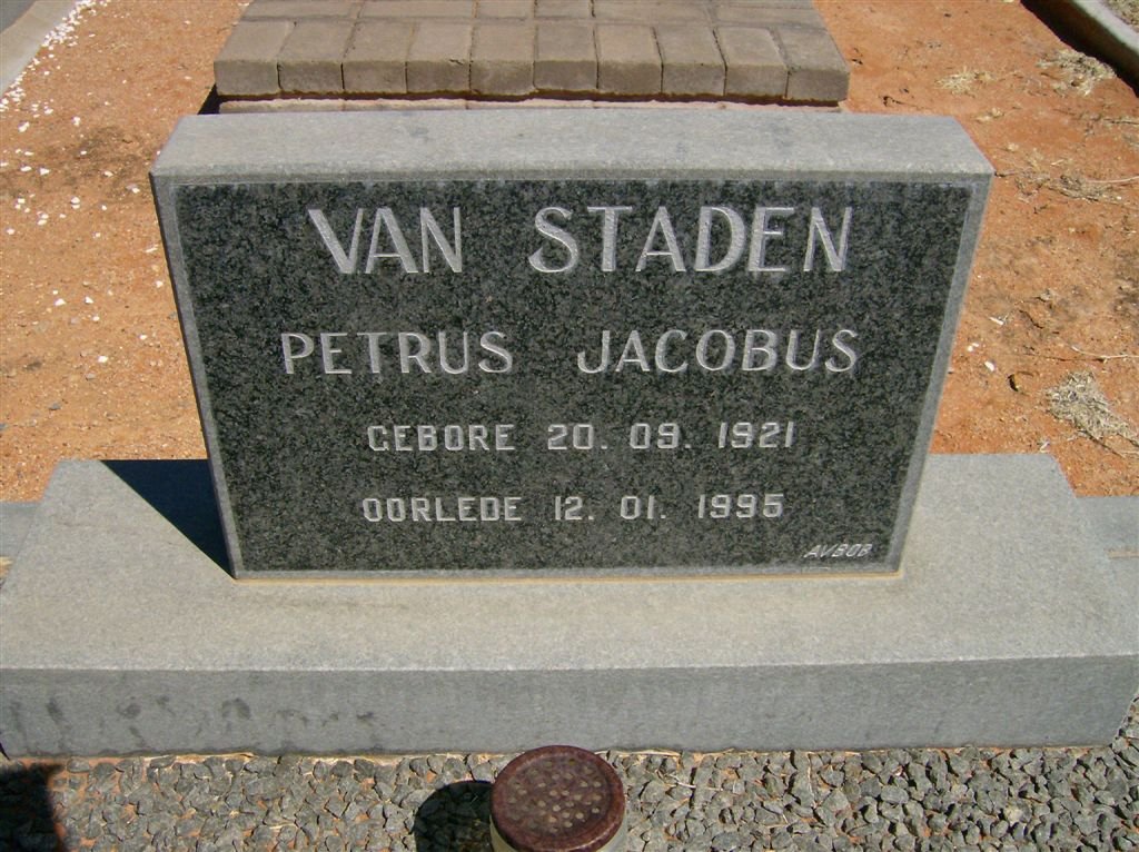 STADEN Petrus Jacobus, van 1921-1995