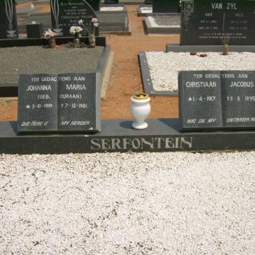 SERFONTEIN Christiaan Jacobus 1917-1995 &amp; Johanna Maria DURAAN 1919-1981
