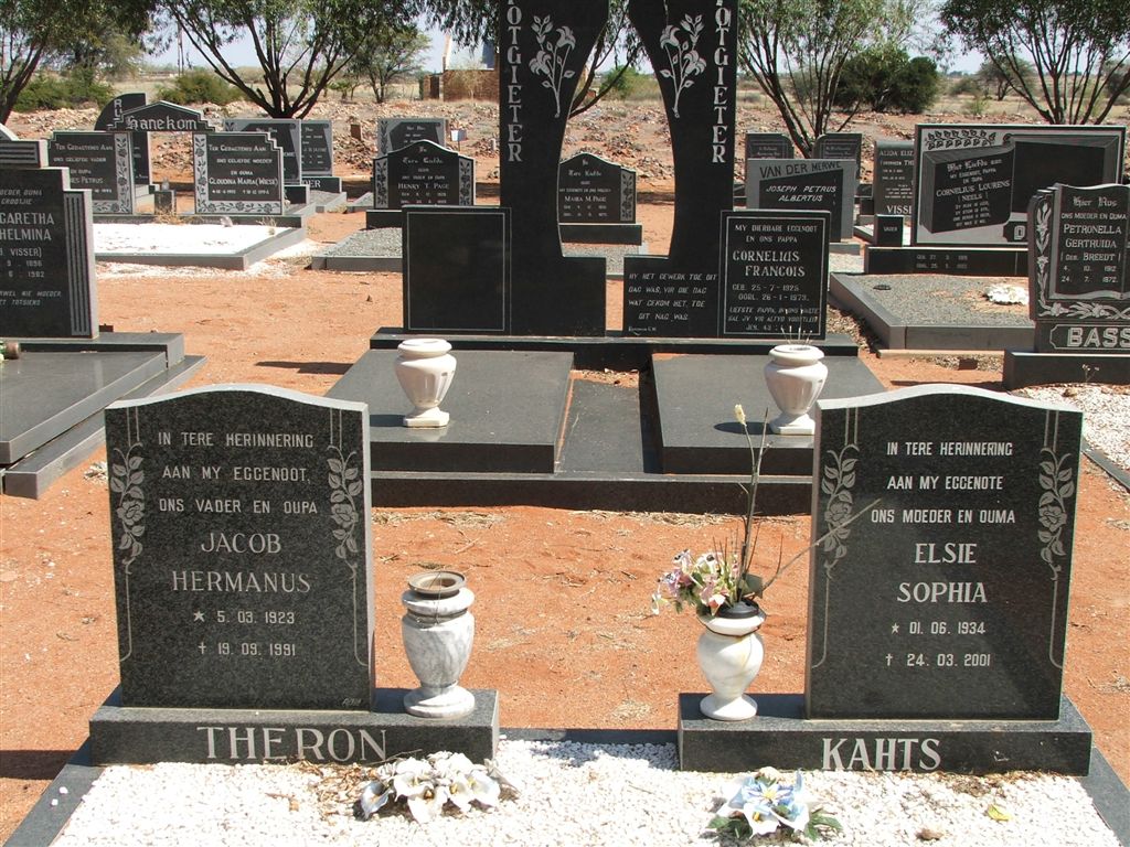THERON Jacob Hermanus 1923-1991 &amp; Elsie Sophia KAHTS 1934-2001