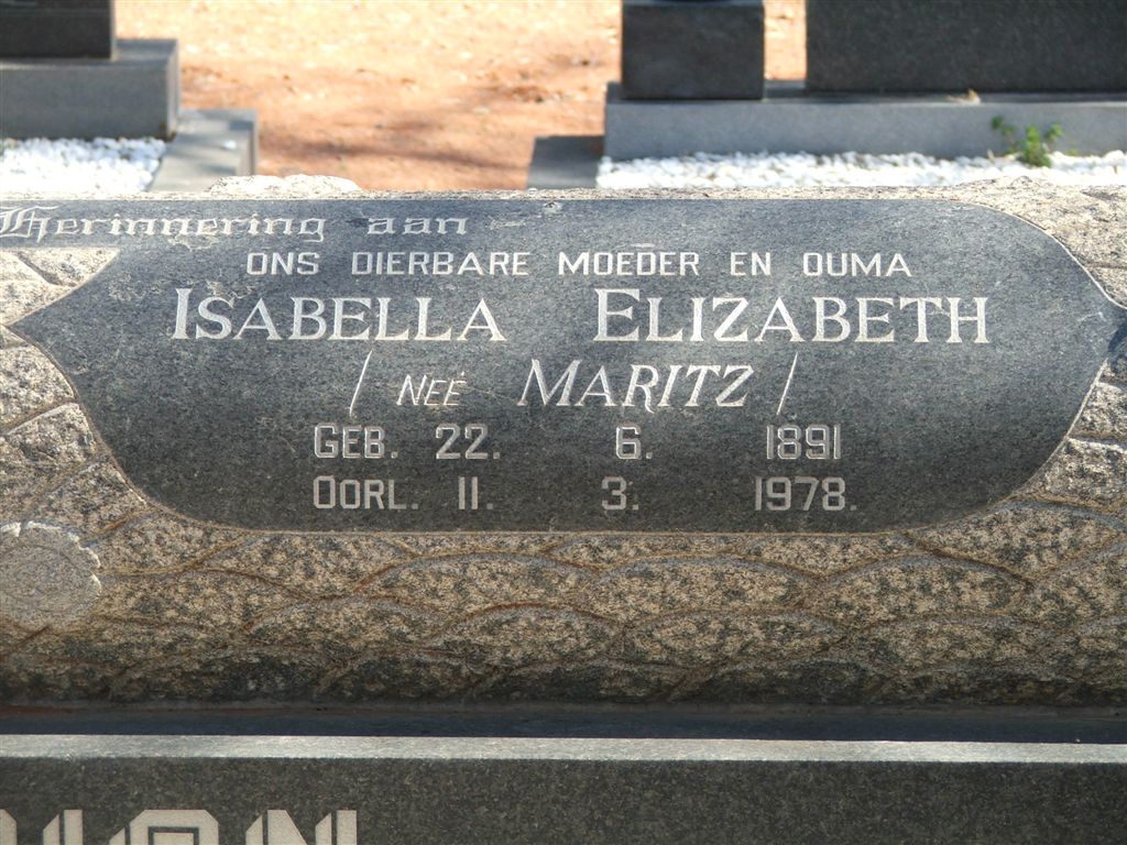 THIRION Isabella Elizabeth nee MARITZ 1891-1978