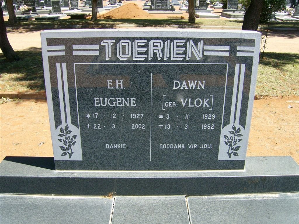 TOERIEN E.H. 1927-2002 &amp; Dawn VLOK 1929-1992