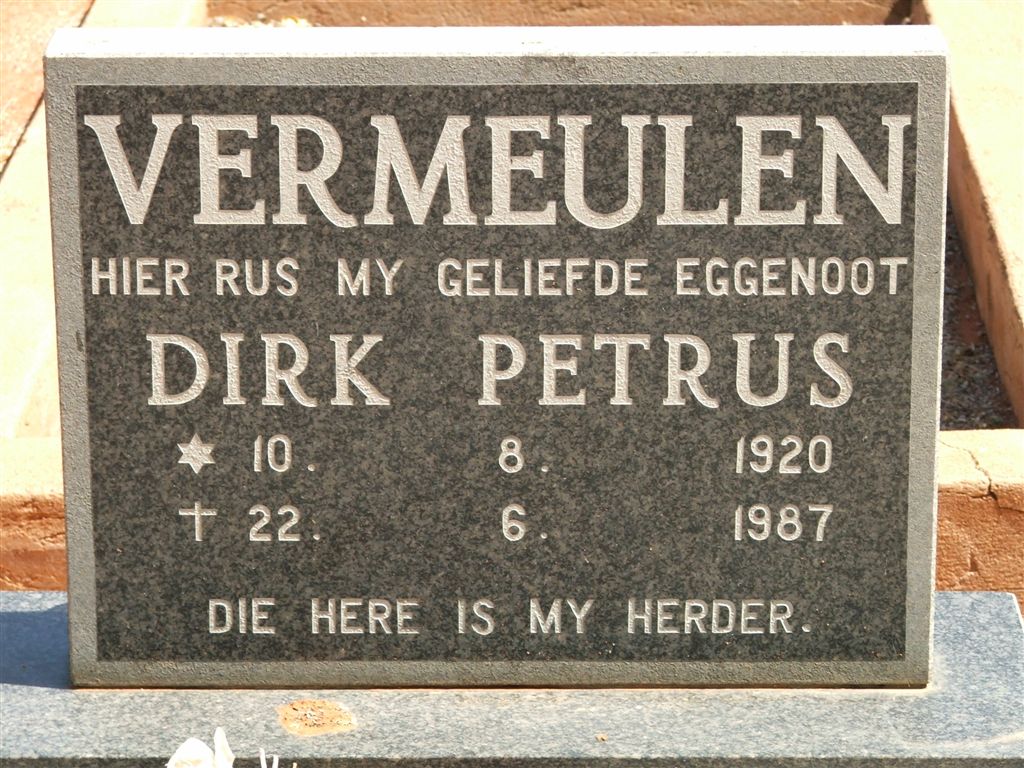 VERMEULEN Dirk Petrus 1920-1987