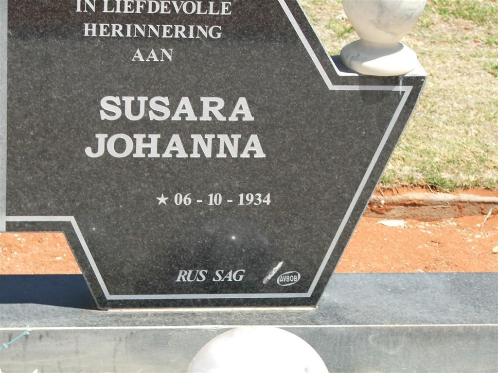 WATH Susara Johanna, van der 1934-
