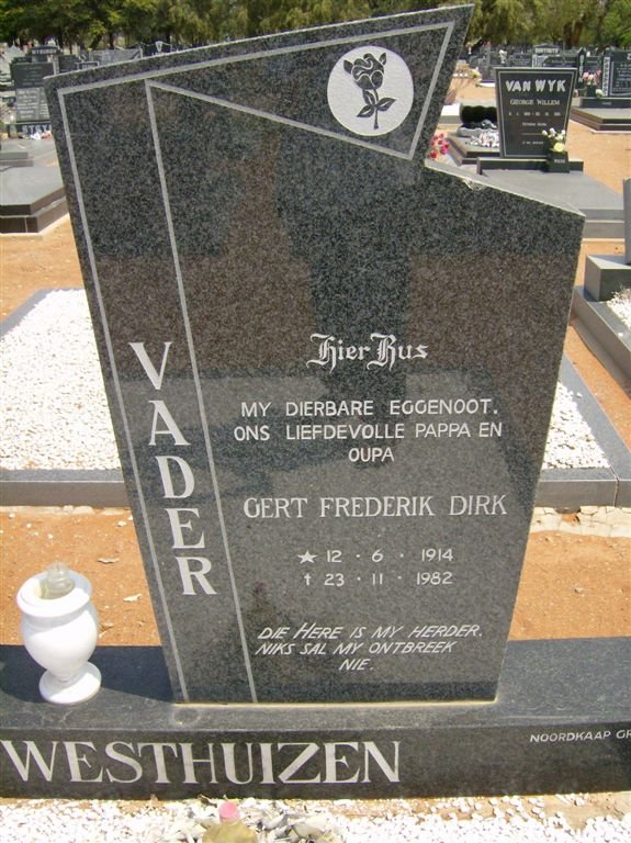 WESTHUIZEN Gert Frederik Dirk, van der 1914-1982