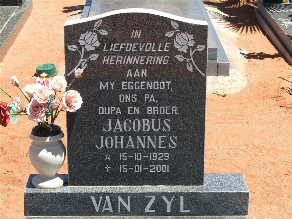 ZYL Jacobus Johannes, van 1929-2001